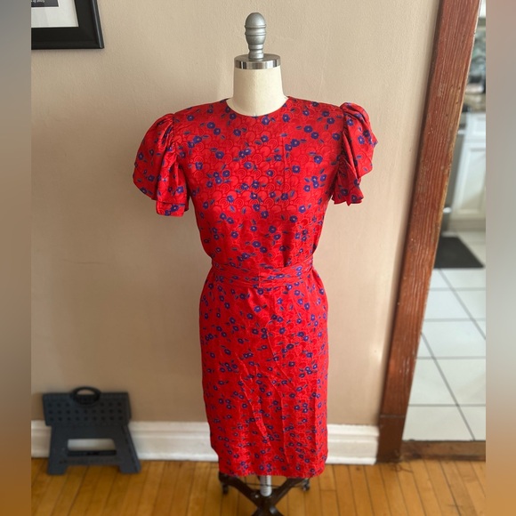 Maggy London Vibrant Red Silk Dress - Picture 1 of 5